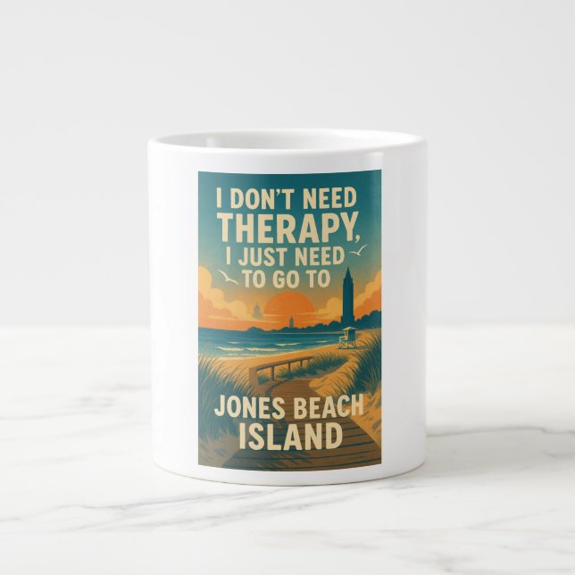 I don't need therapy, I need Jones Beach Island Large Coffee Mug (Front)