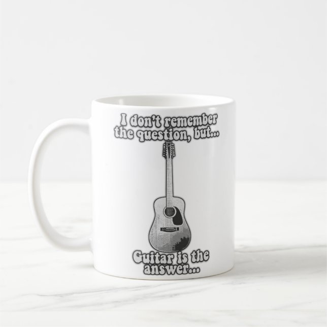 I don't remember the question but guitar is answer coffee mug (Left)