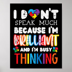 I Dont Speak Much Autism Awareness Autistic Boys G Poster
