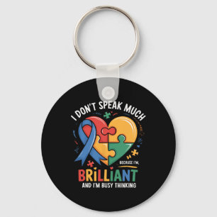 I Dont Speak Much Brilliant Autism Autistic Boy Gi Key Ring