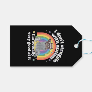 I Dont Struggle With Autism Autistic Funny Racoon Gift Tags