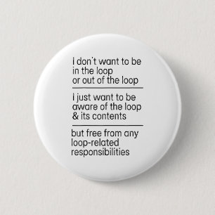 I Don't Want To Be In The Loop Or Out Of The Loop 6 Cm Round Badge