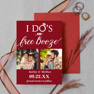 I Do's & Free Booze Modern Wedding Save The Date