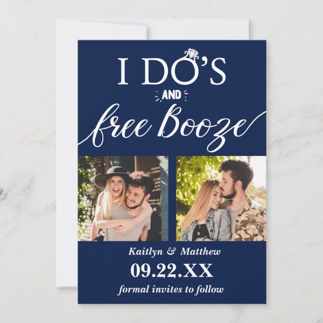 I Do's & Free Booze Modern Wedding Save The Date (Front)