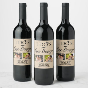 I Do's & Free Booze Modern Wedding Save The Date Wine Label