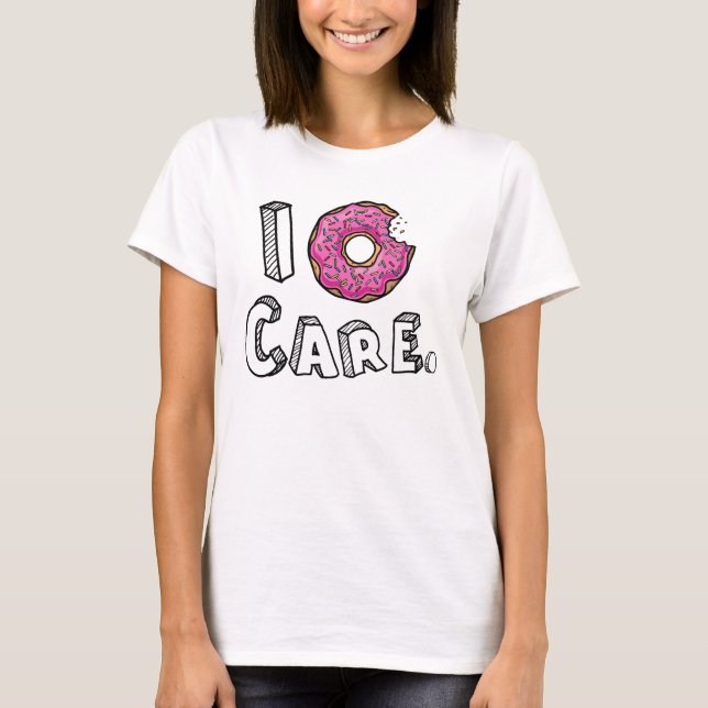 I Doughnut Care Bitten Pink Doughnut T-Shirt (Front)