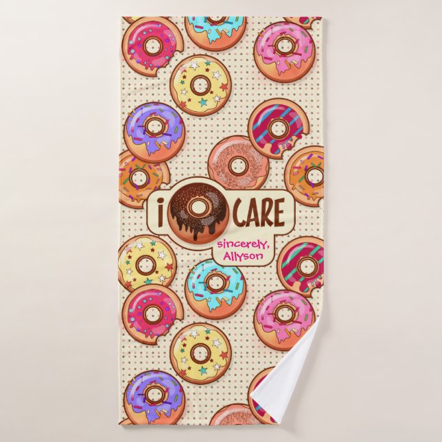 I Doughnut Care Cute Funny Doughnut Sweet Treats Bath Towel (Bath Towel)