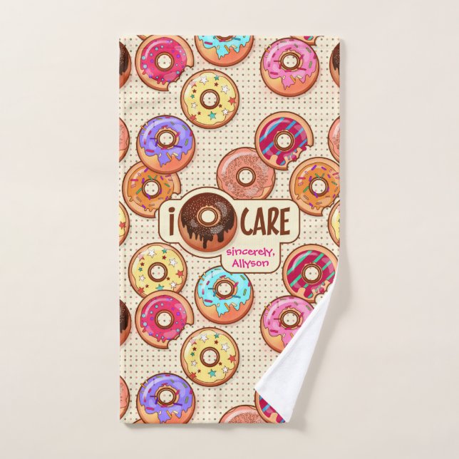 I Doughnut Care Cute Funny Doughnut Sweet Treats Hand Towel (Hand Towel)
