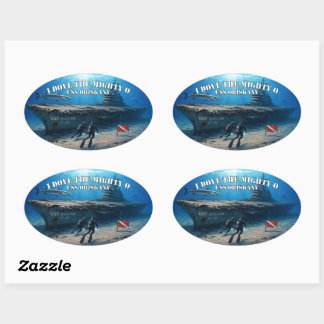 I Dove the Might O, USS Oriskany Scuba Diver Oval Sticker