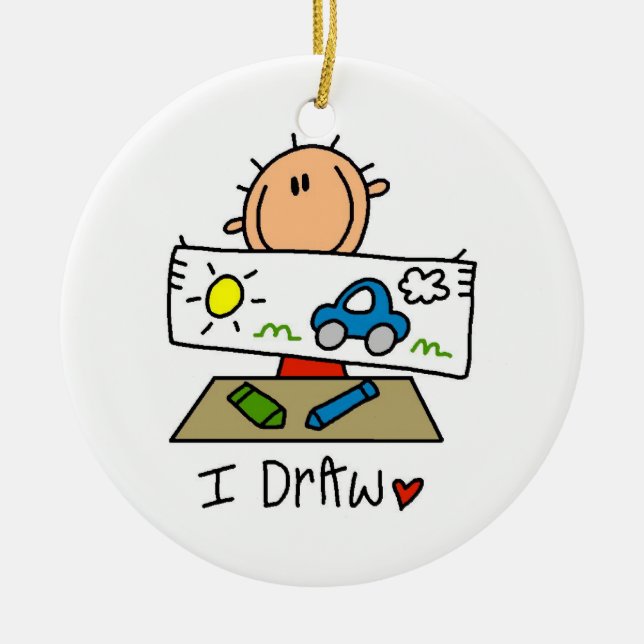 I Draw Ceramic Ornament (Front)