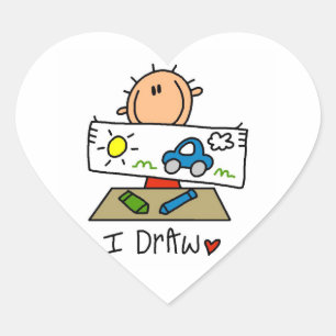 I Draw Heart Sticker