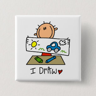 I Draw Tshirts and Gifts 15 Cm Square Badge