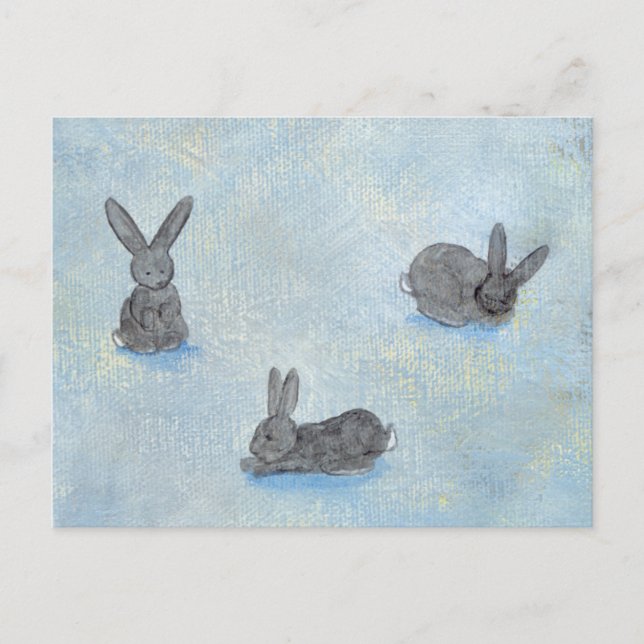 I Dream of Rabbits fun unique modern art painting Postcard (Front)
