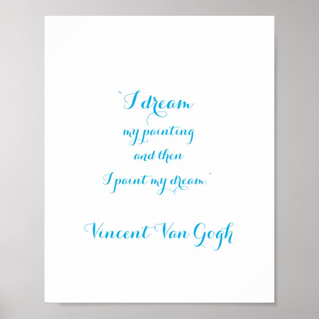 I Dream Quote by Vincent Van Gogh, Poster (Front)
