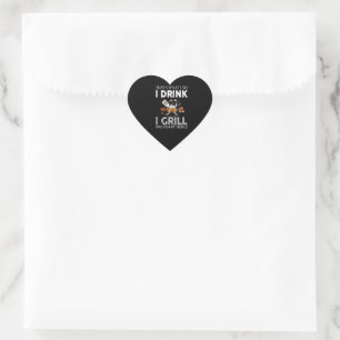 I Drink And Grill Food Custom Gift Heart Sticker