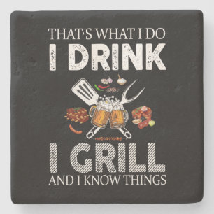 I Drink And Grill Food Custom Gift Stone Coaster