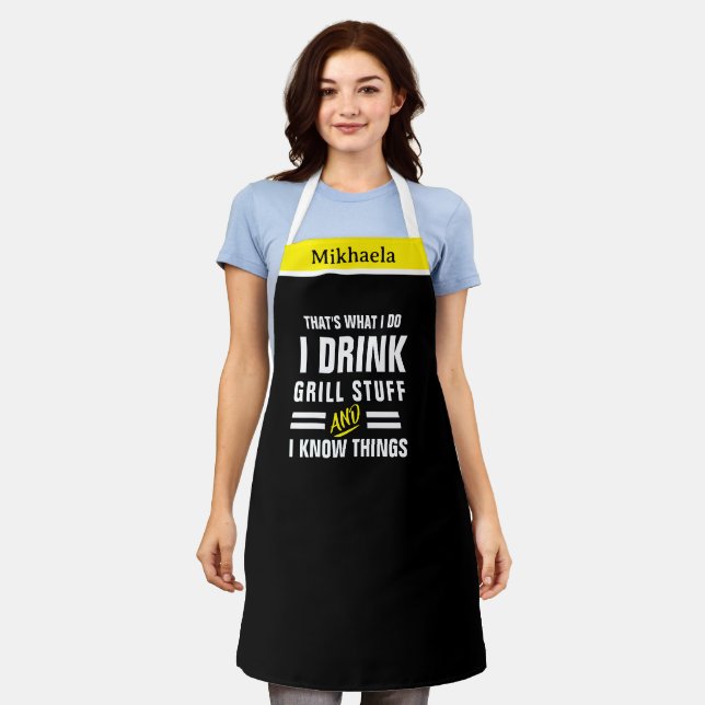 I Drink & Grill Stuff Apron - Funny Chef "I Do" (Worn)