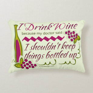 I Drink Wine Funny Quote Decorative Cushion