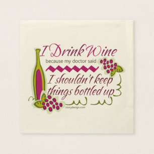 I Drink Wine Funny Quote Napkin