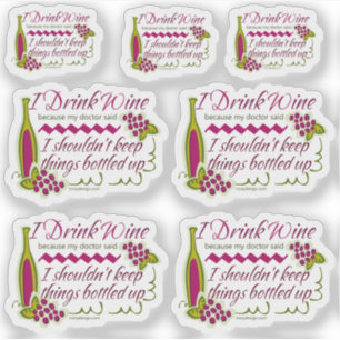 I Drink Wine Funny Quote Set Contour Cut