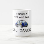 I Drive a Wee Woo Car Funny Police Coffee Mug<br><div class="desc">Ready for your coffee,  tea,  soup,  cider,  or other tasty beverage,  this fine porcelain mug complements both casual and formal table settings. It features a subtly fluted rim and an elegantly curved handle. Serves as a great housewarming gift!</div>