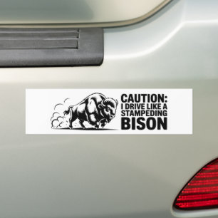 I Drive Like a Stampeding Bison Bumper Sticker