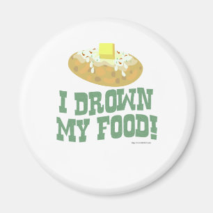 I Drown My Food Fun Food Cartoon Art Magnet