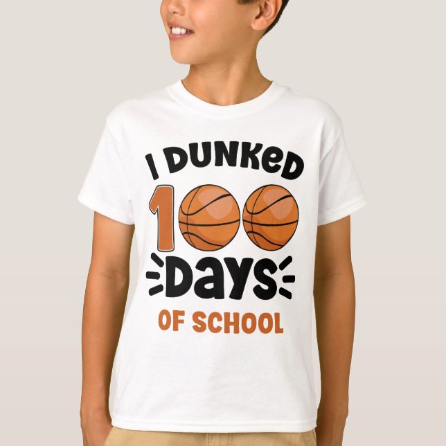 I Dunked 100 Days of School Basketball Boy  T-Shirt (Front)