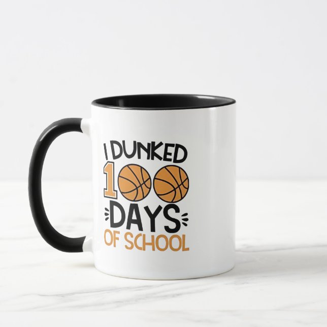 I Dunked 100 Days of School Basketball Player  Mug (Left)