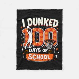 I Dunked 100 Days Of School Boys Sketll 100th Day Fleece Blanket