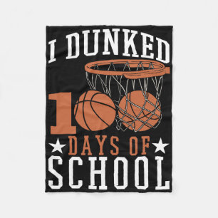 I Dunked 100 Days Of School Kindergarden Sketll Fleece Blanket
