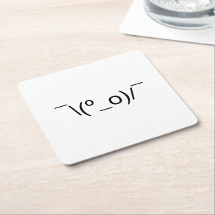 I Dunno LOL ¯\(º_o)/¯ Emoticon Japanese Kaomoji Square Paper Coaster