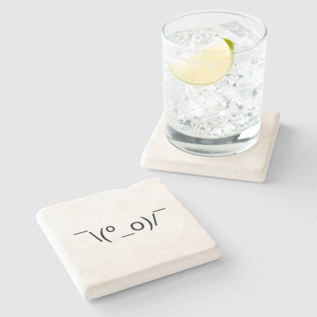 I Dunno LOL ¯\(º_o)/¯ Emoticon Japanese Kaomoji Stone Coaster (Side)