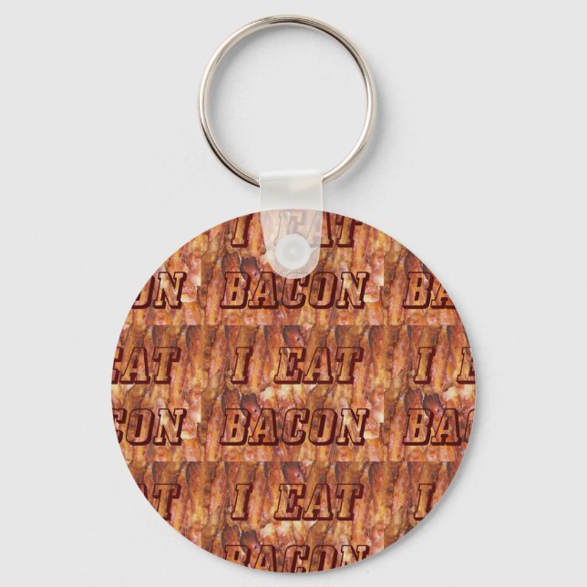 I Eat Bacon Text with Background Key Ring (Front)
