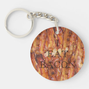 I Eat Bacon Text with Background Key Ring