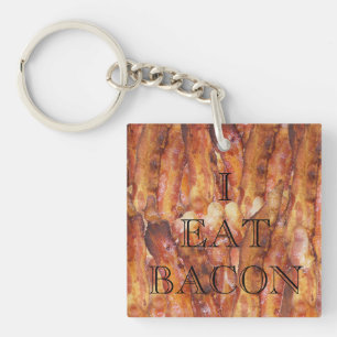 I Eat Bacon Text with Background Key Ring