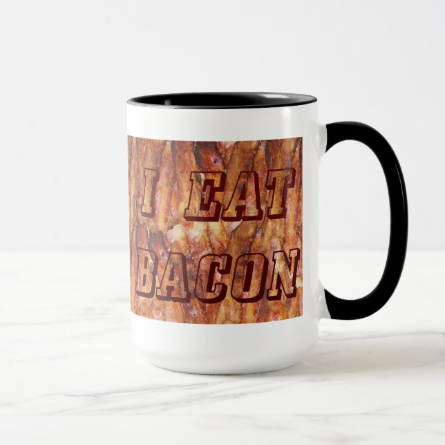 I Eat Bacon Text with Background Mug (Right)