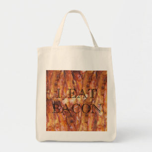 I Eat Bacon Text with Background Tote Bag
