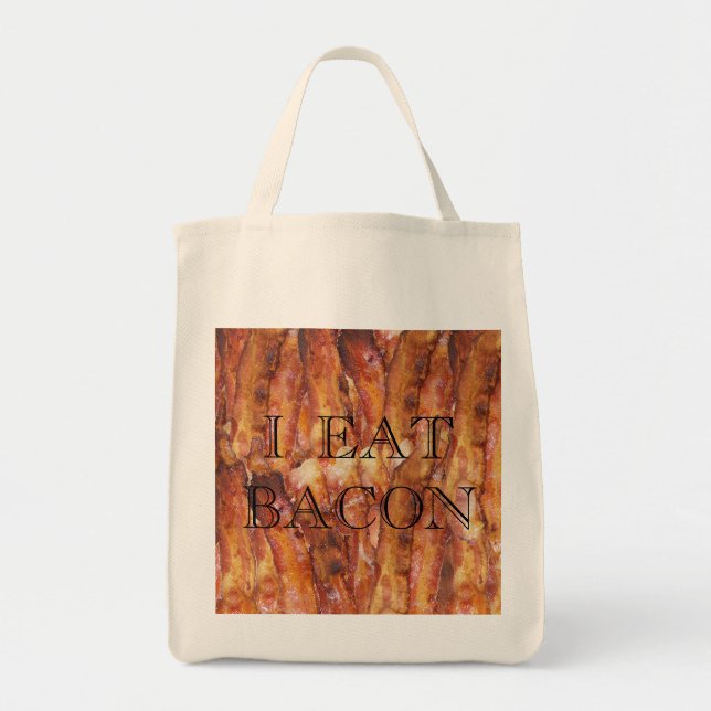 I Eat Bacon Text with Background Tote Bag (Front)