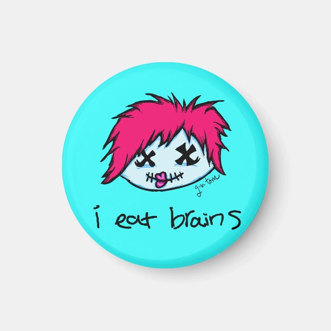 "i eat brains" Trendy Zombie Magnet (Front)
