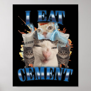 I Eat Cement Cursed Cat Funny Oddly Specific Dank Poster
