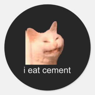 I Eat Cement Cursed Cat Funny Oddly Specific Meme Classic Round Sticker