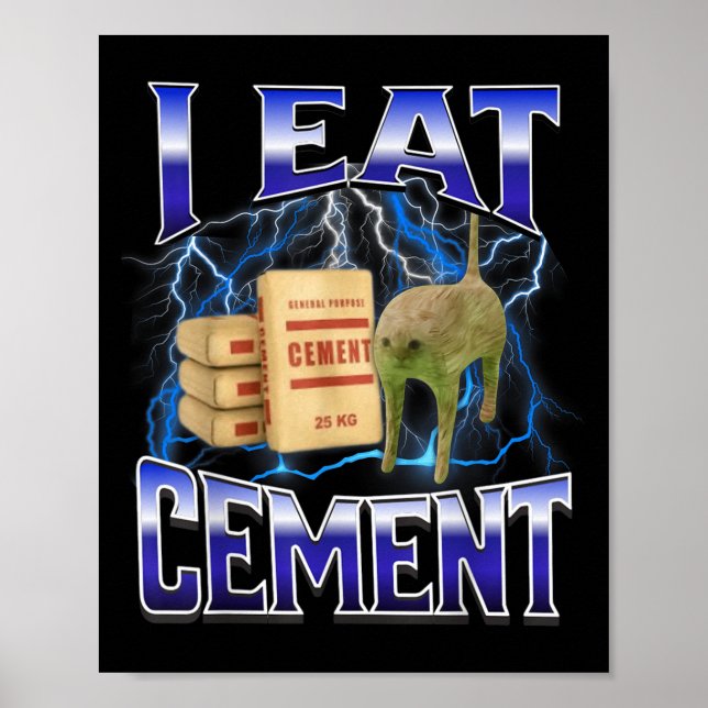 I Eat Cement Funny Cat Meme Internet Memes Funny M Poster (Front)