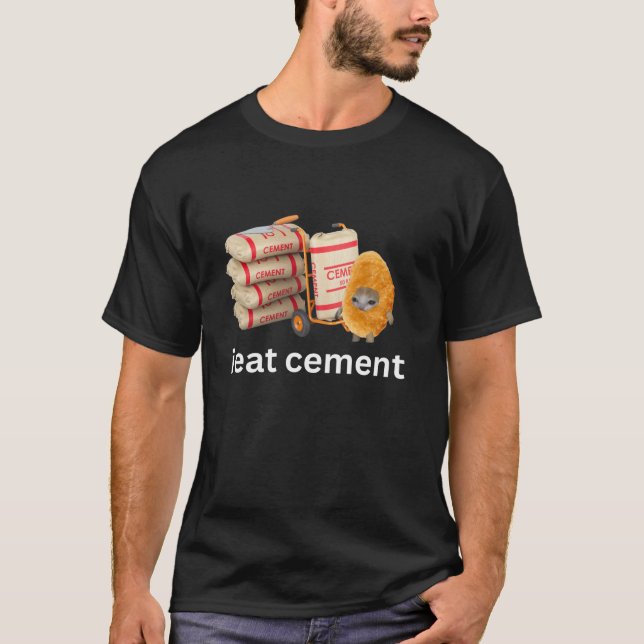 I Eat Cement Funny Cursed Crying Cat Meme T-Shirt (Front)