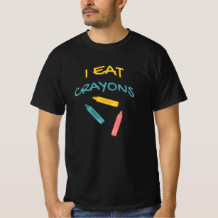 I Eat Crayons Kindergarten Drawing Humour Colour T-Shirt