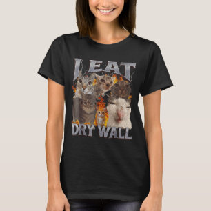 I Eat Drywall Funny Cat Meme Bootleg Graphic  T-Shirt