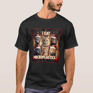 I Eat Microplastics Funny Cat Meme Christmas Cat L T-Shirt