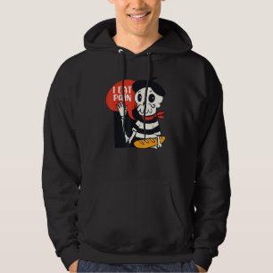 I Eat Pain  French Skeleton Bread Language Pun Mem Hoodie