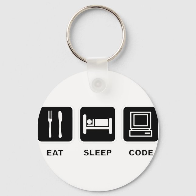I eat, sleep and code key ring (Front)