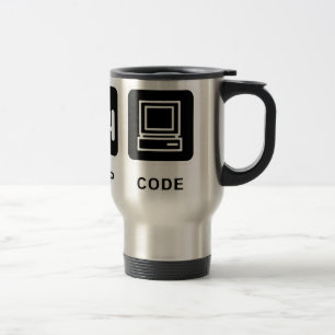 I eat, sleep and code travel mug